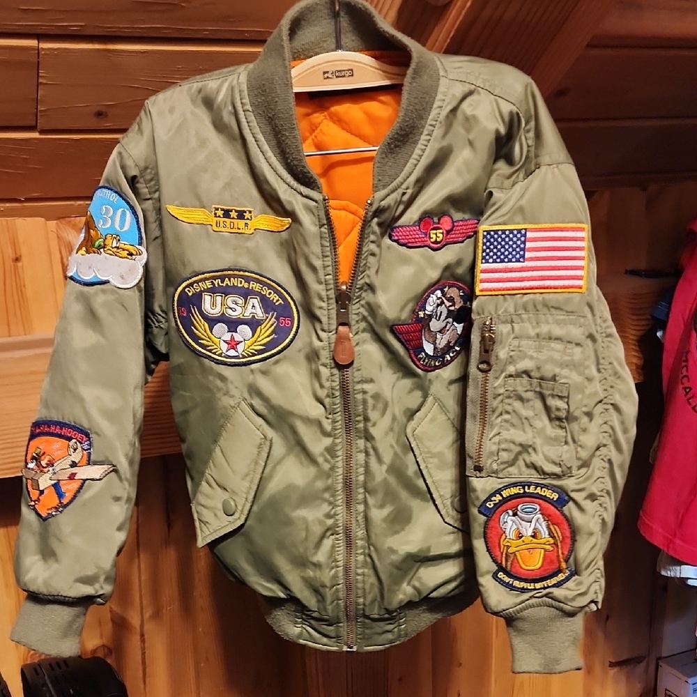 Disney Kids Olive Reversible Puffer Jacket with Patches Mickey Mouse